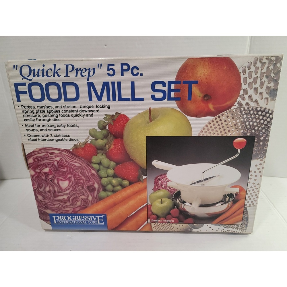 Quick Prep 5 Pc Food Mill Set NEW seed remover, strainer grinder masher